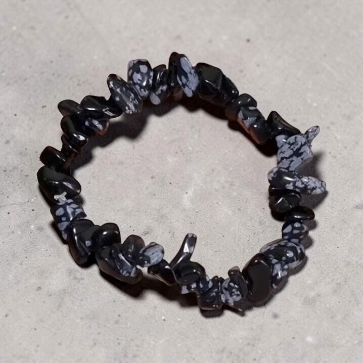 Baroque Bracelet Obsidienne Flocon de neige - Mouchetée
