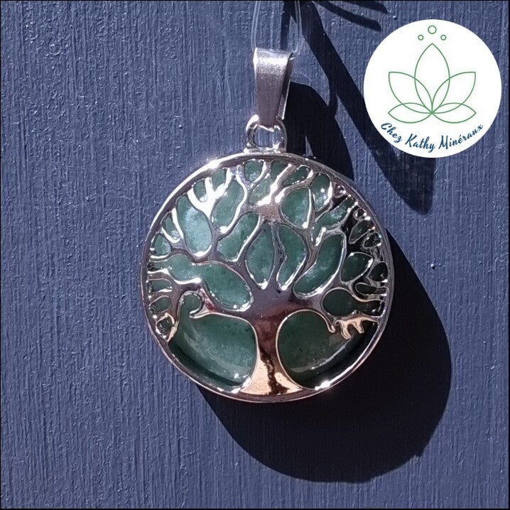 Pendentif Aventurine verte Arbre de vie 3 CM Ø