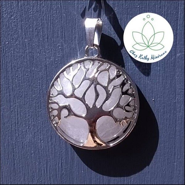 Pendentif Cristal de roche Arbre de vie 3 CM Ø