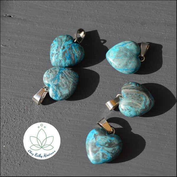 Pendentif en cœur Jaspe Bleu 1,5 cm