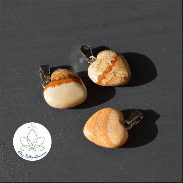 Pendentif en cœur Jaspe Paysage 1,5 cm