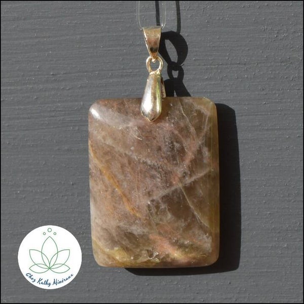 Pendentif Pierre de lune noire forme carré