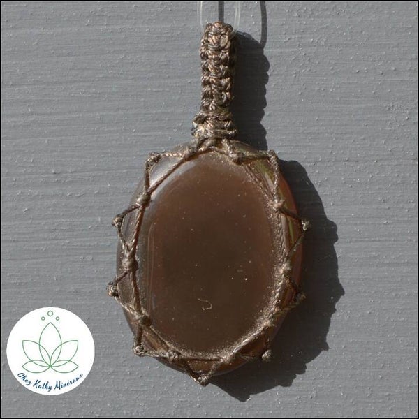 Pendentif Quartz fumé macramé