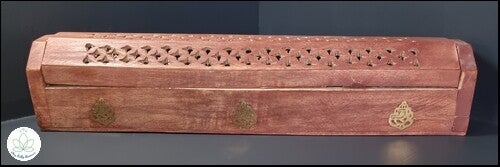 Boîte porte-encens en bois brun motif ganesh