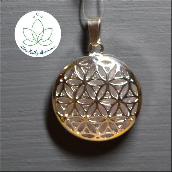 Pendentif Quartz rose Fleur de vie 3 CM Ø