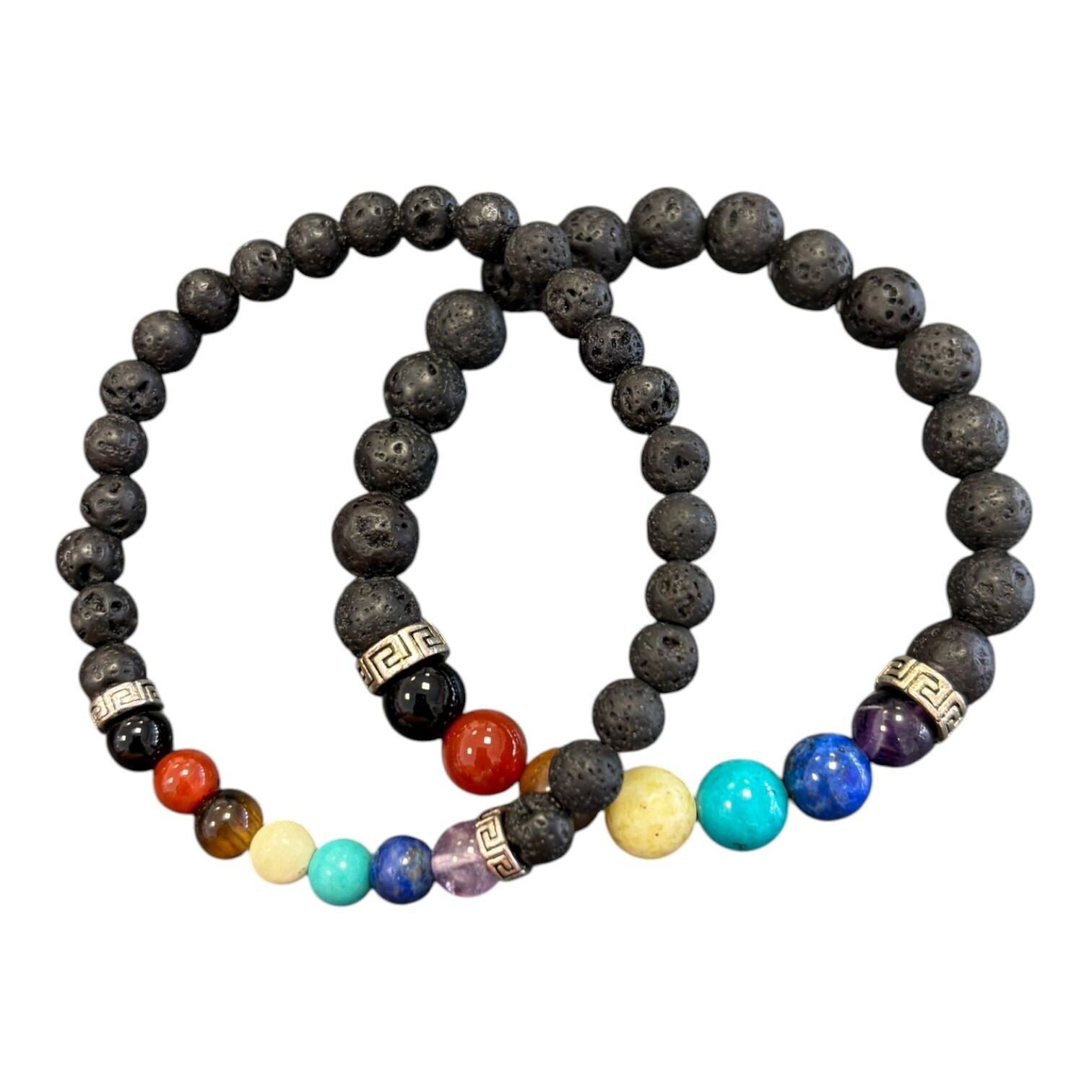 Bracelet 7 chakras et pierre de lave -  Modèle 2