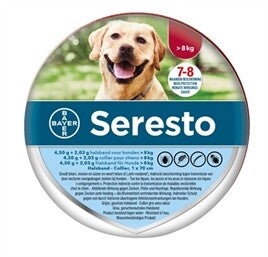 SERESTO TEKEN- EN VLOOIENBAND HOND VANAF 8 KG 70 CM