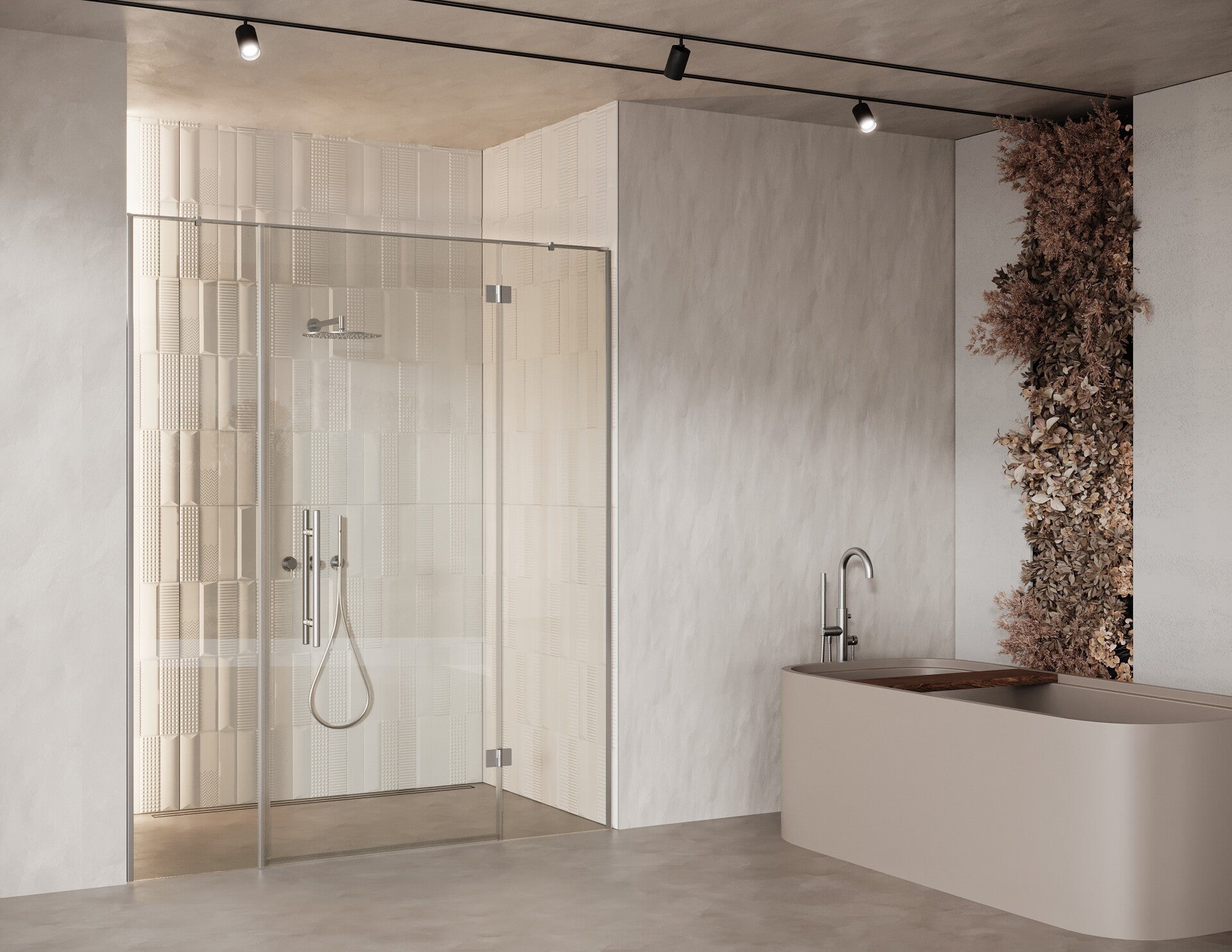 Maßgeschneiderte Duschwand mit Duschtür ANTON
