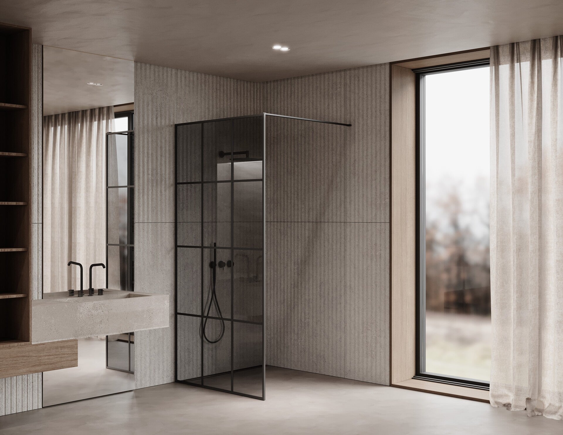 Maßgeschneiderte Loft Stil Duschwand Mit Sprossen Walk-in MARTA