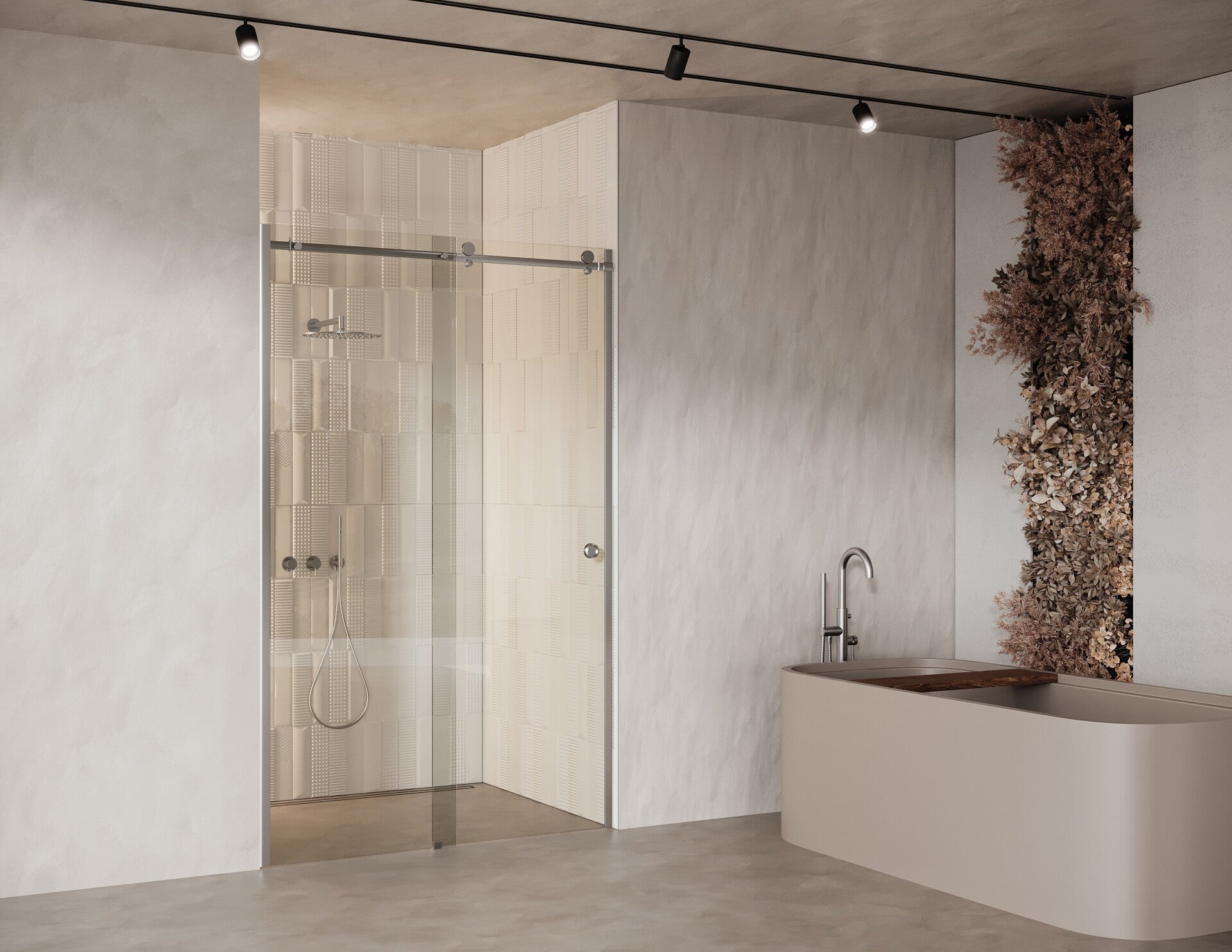 Maßgeschneiderte Duschwand mit Schiebetür NERO
