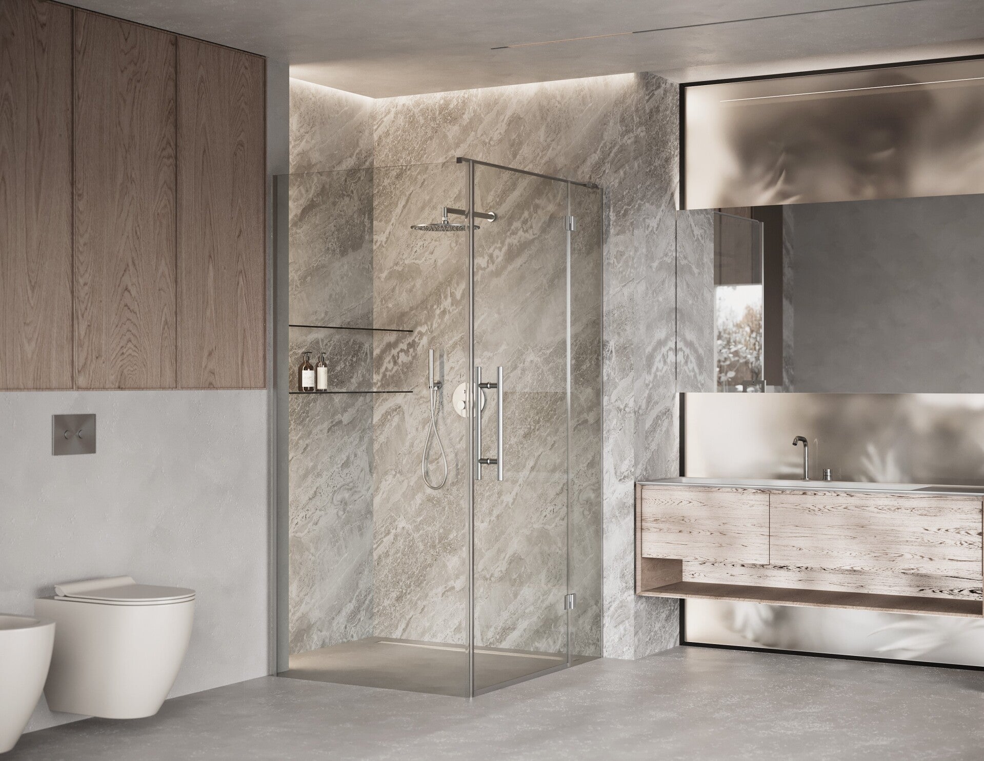 Maßgeschneiderte Duschkabine mit Türe am Festteil  ALICJA