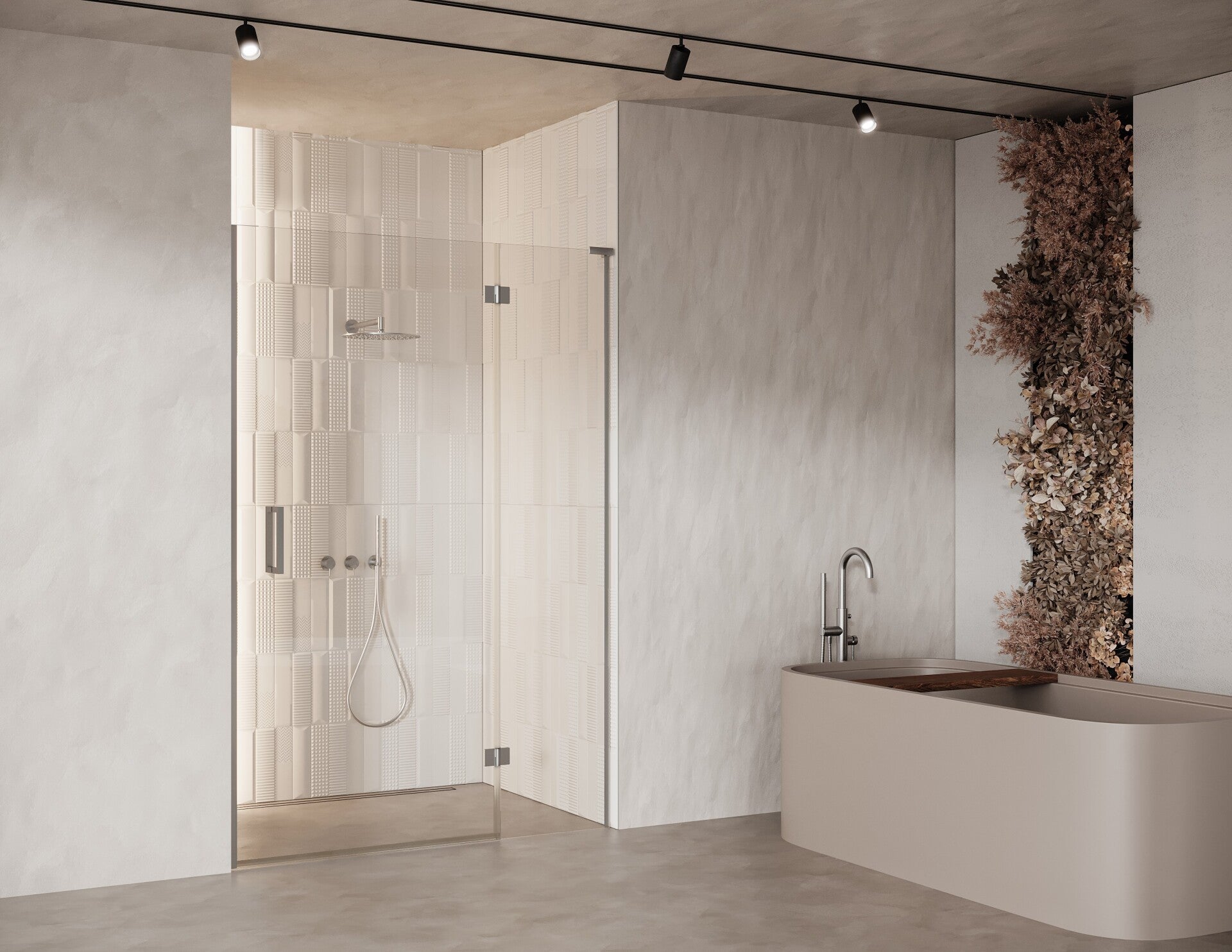 Maßgeschneiderte  Duschwand mit Tür MEWA