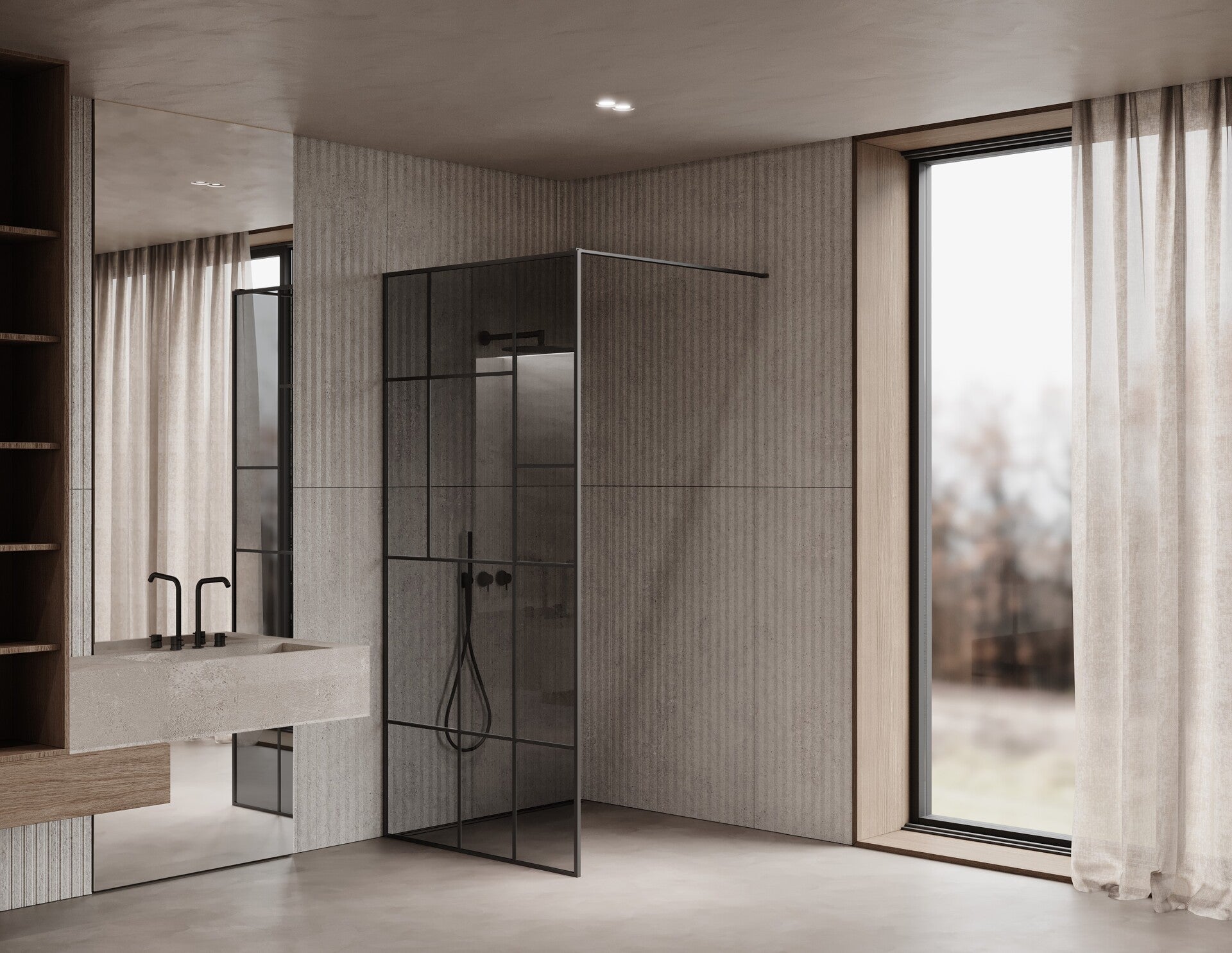 Maßgeschneiderte Loft Stil Duschwand  Mit Sprossen Walk-in PIOTR