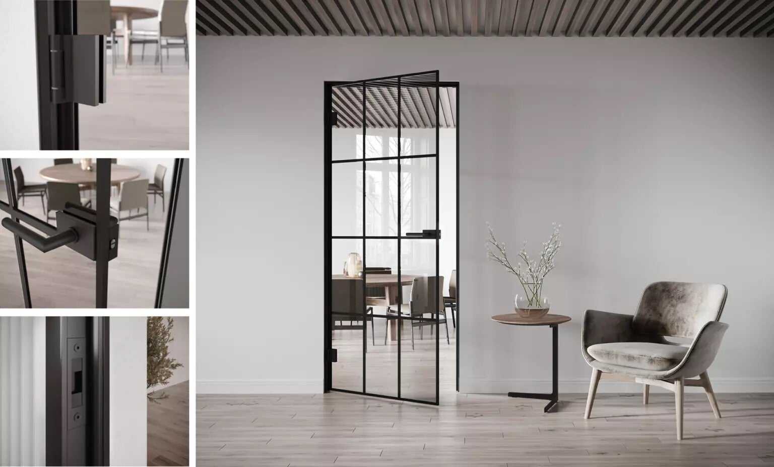 Glastüre industrierle nach mass mit sprossen fur innenbereich