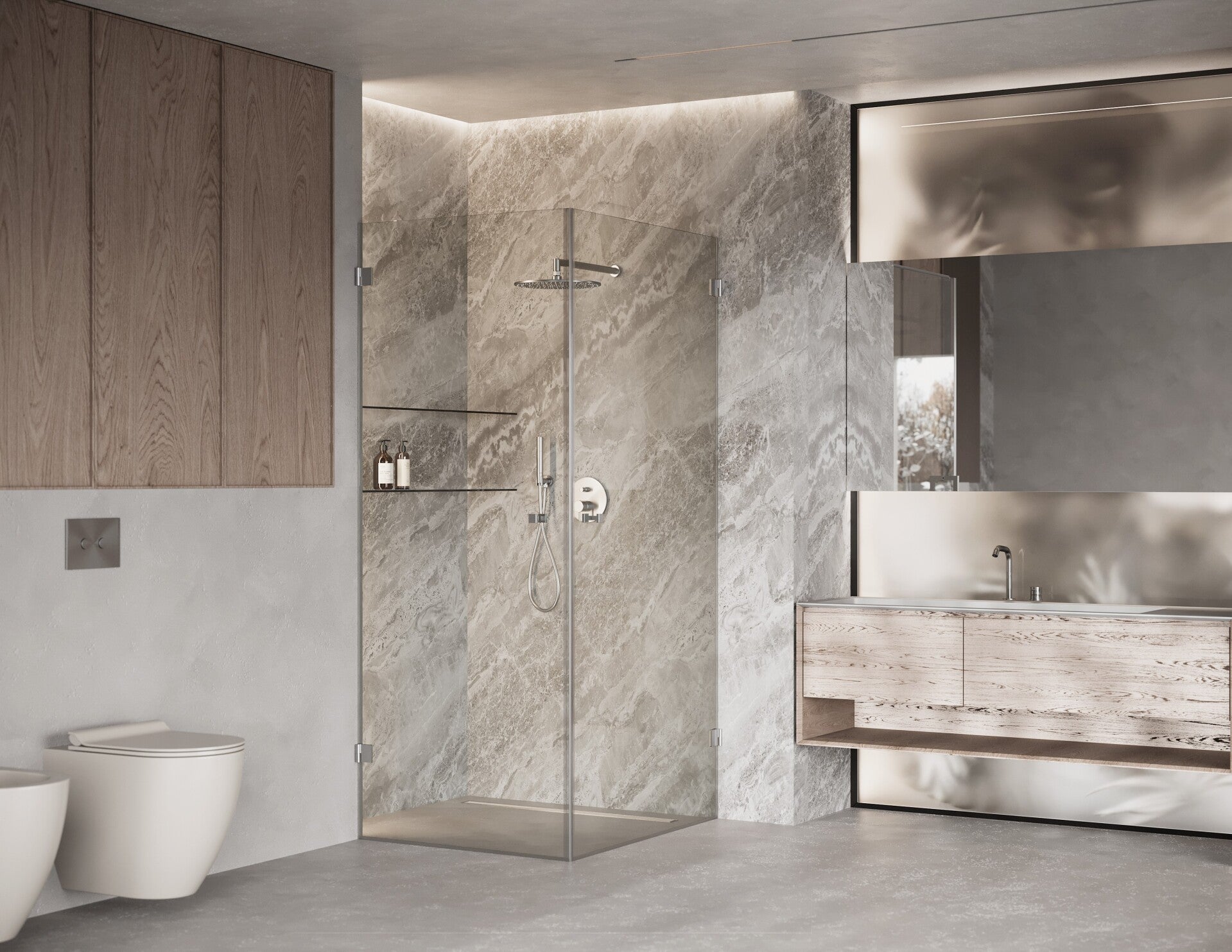 Maßgeschneiderte Duschkabine mit Doppelpendeltür LILI