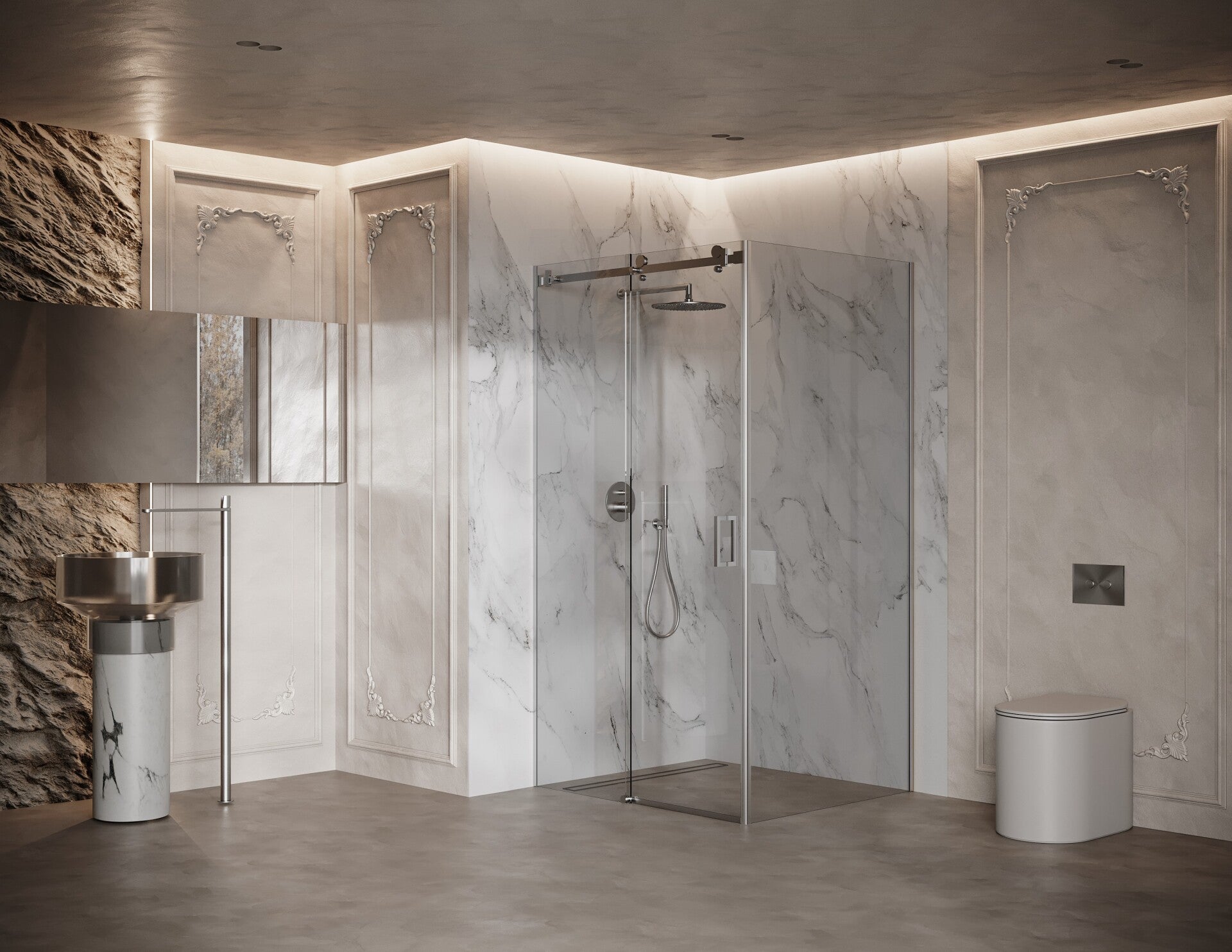 Maßgeschneiderte Eckduschkabine mit Schiebetür VERONA