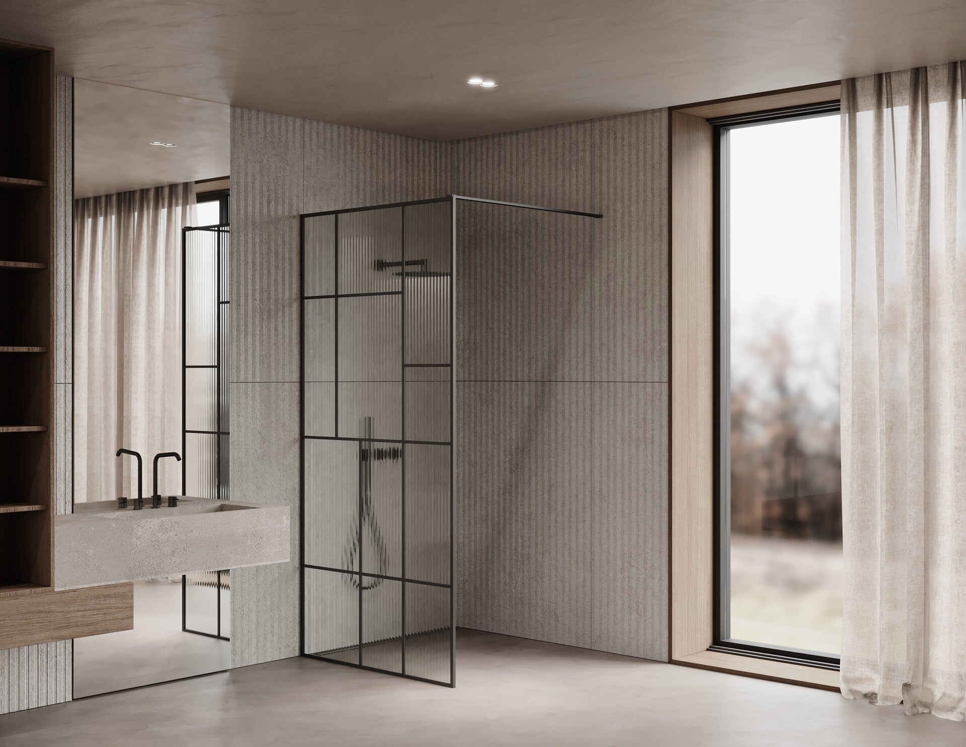 Duschkabine mit sprossen mit rahmen loft still