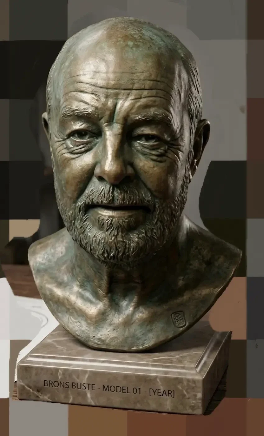 Exclusieve 3D-Geprinte Buste – Klassiek Borstbeeld in Brons & Goud met je eigen foto | Ambacht uit Limburg