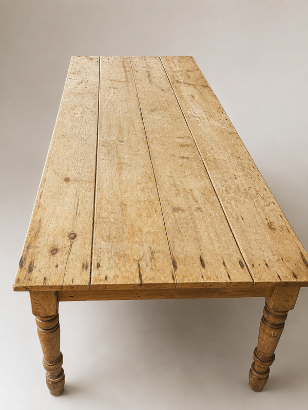 Grande table de ferme en bois patiné , au charme authentique et intemporel.