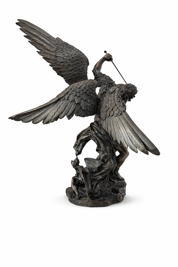 Grand bronze ancien – Saint Michel terrassant le démon – Fonderie Chiurazzi, Naples – fin XIXᵉ siècle