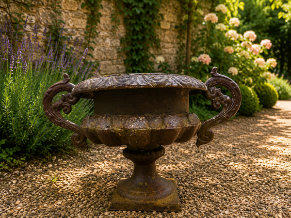 Grande coupe de jardin ancienne en fonte – XIXe siècle