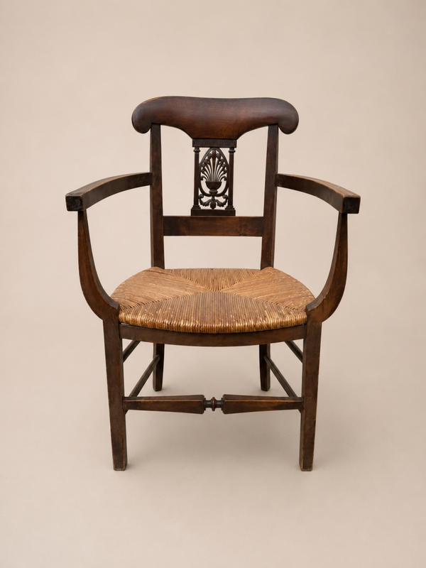 Fauteuil d’époque Restauration à influence Empire – assise paillée