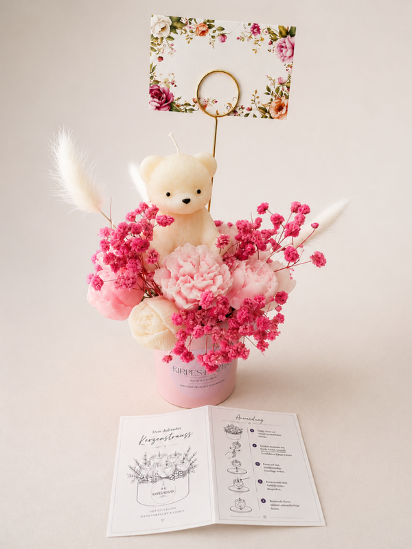 Blumenstrauss aus Kerzen mit Kerzenbär 🌸🧸