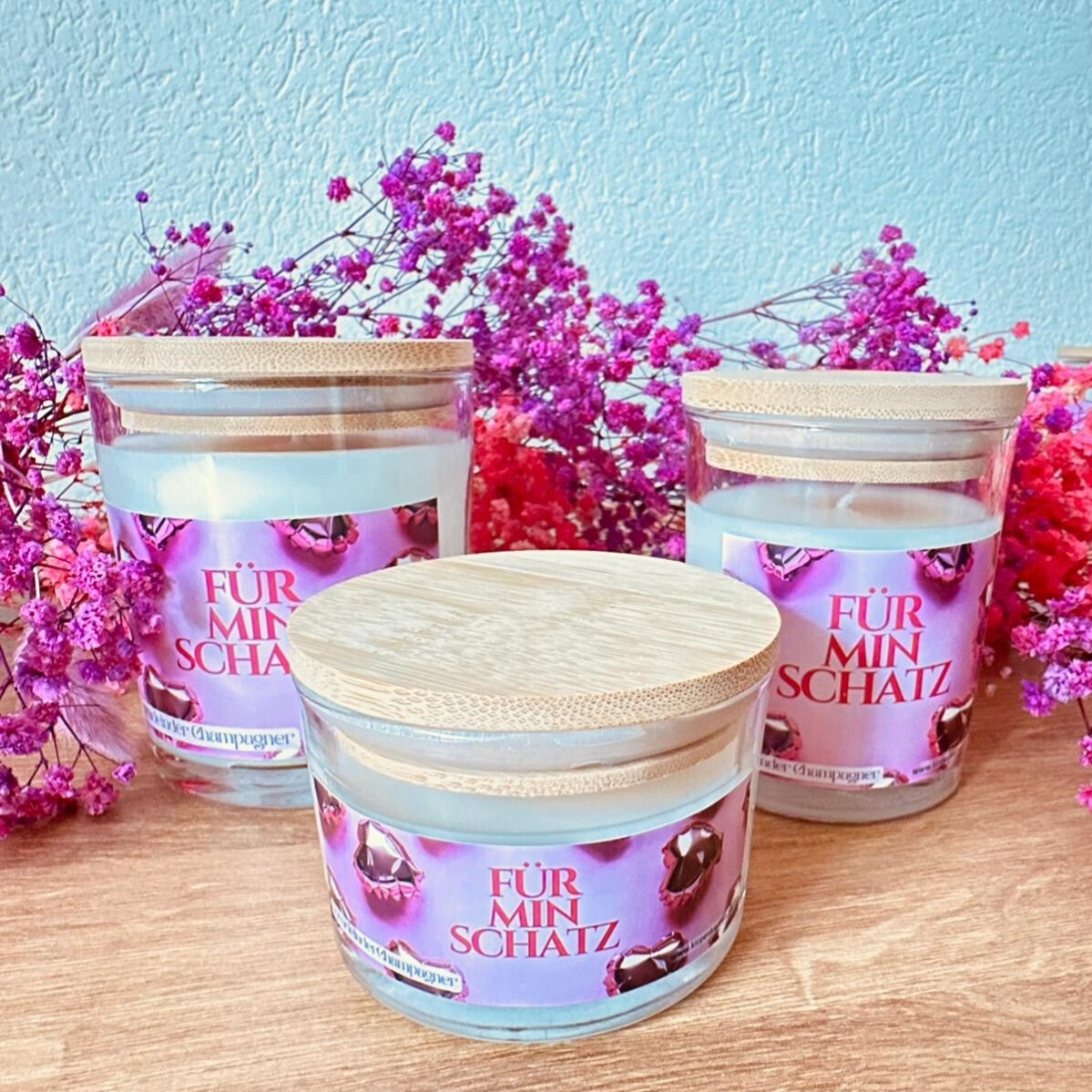 Sprudelnder Champagner – personalisierbare Duftkerze