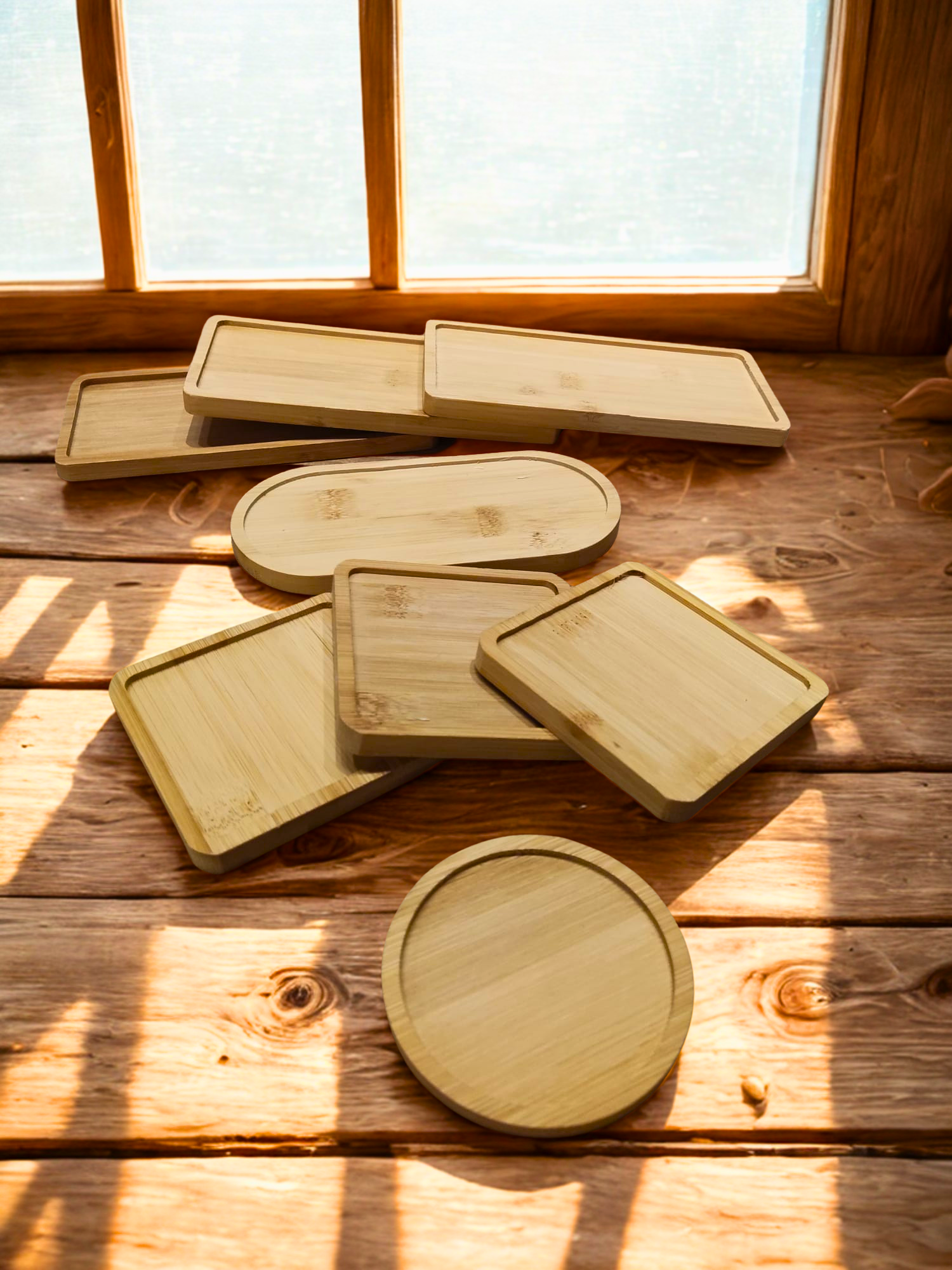 🪵 Bambus-Untersetzer – 4 Grössen