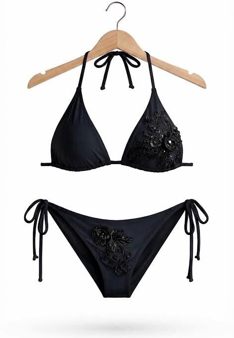 Midnight Noir Embellished Bikini Set