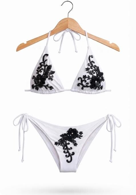 Ivory Noir Lace Bikini Set