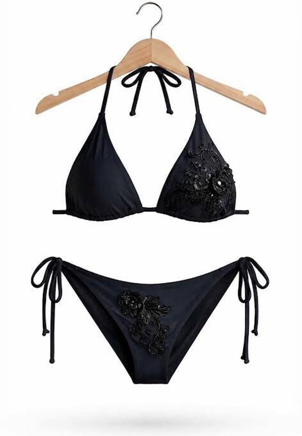 Midnight Noir Embellished Bikini Set