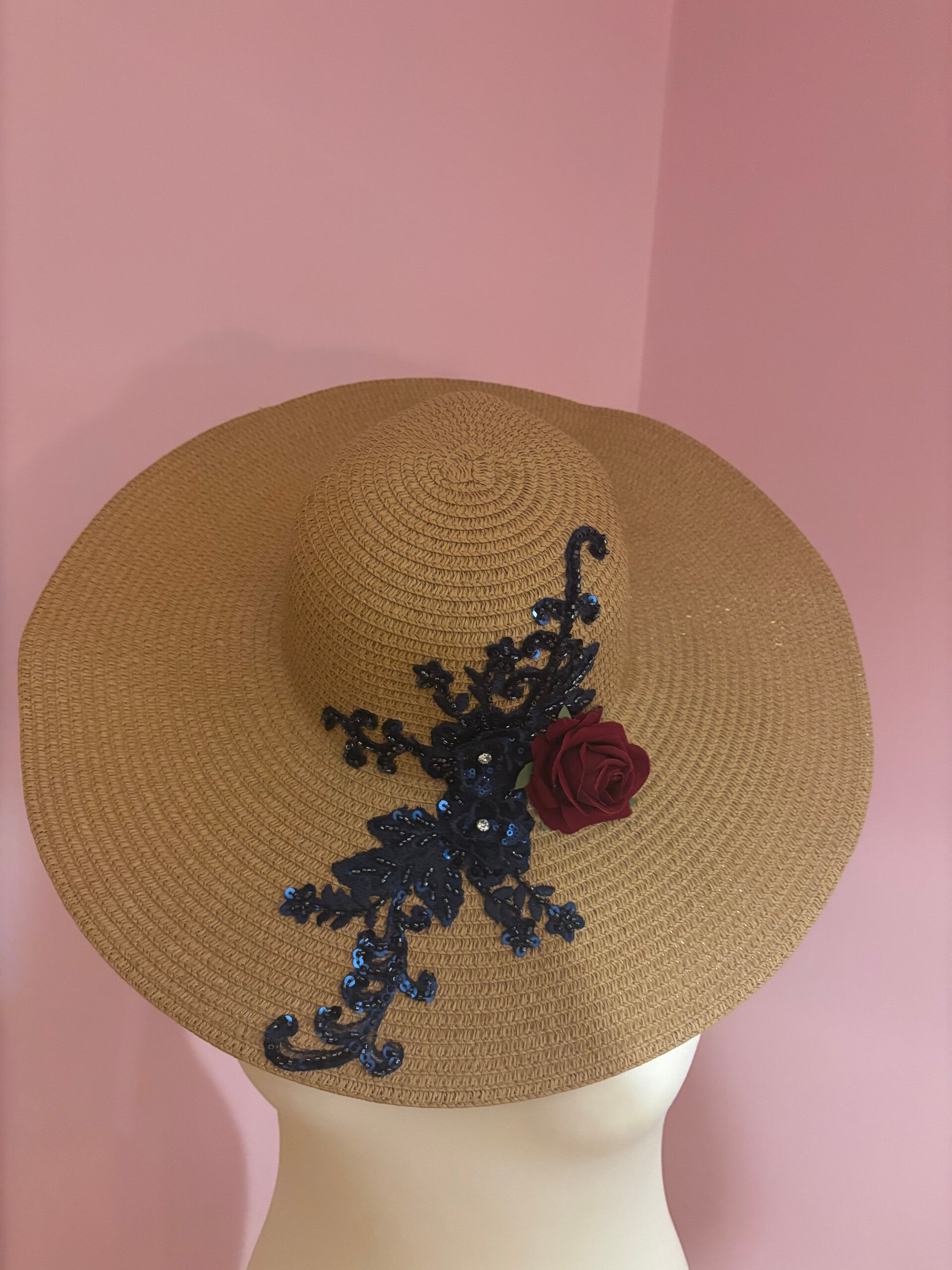 Midnight romance large rimmed hat