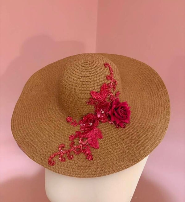 Pink blush large rimmed hat