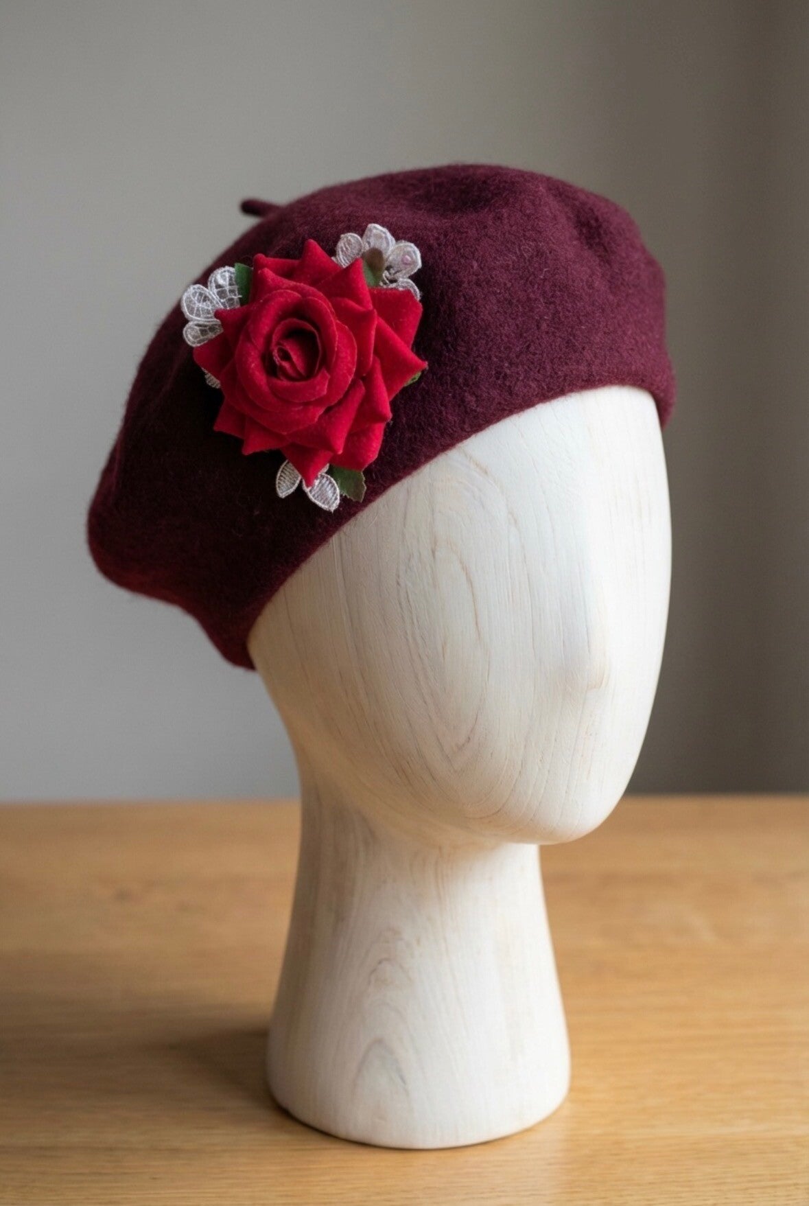 Rose & Merlot Lace Beret