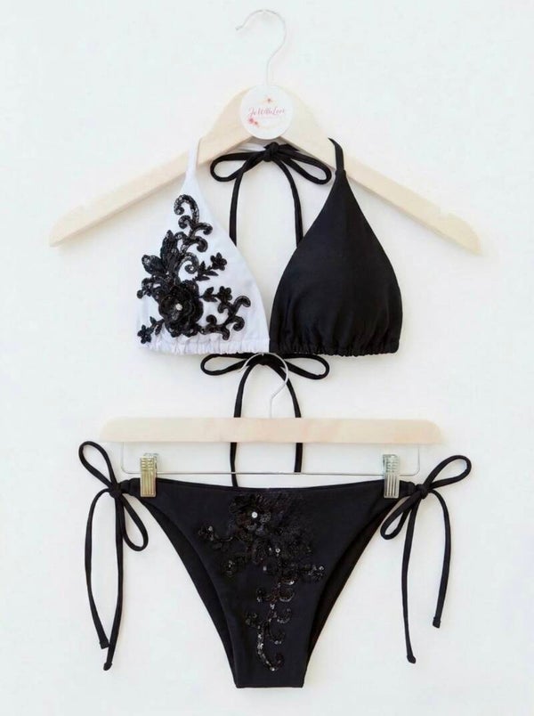L'Étoile Noire et Blanche Couture Bikini set
