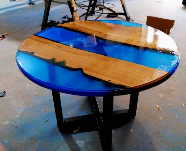 Table de salon acier/bois