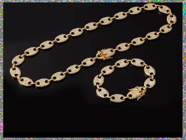 NECKLACE AND BRACELET SET GOLD CZ