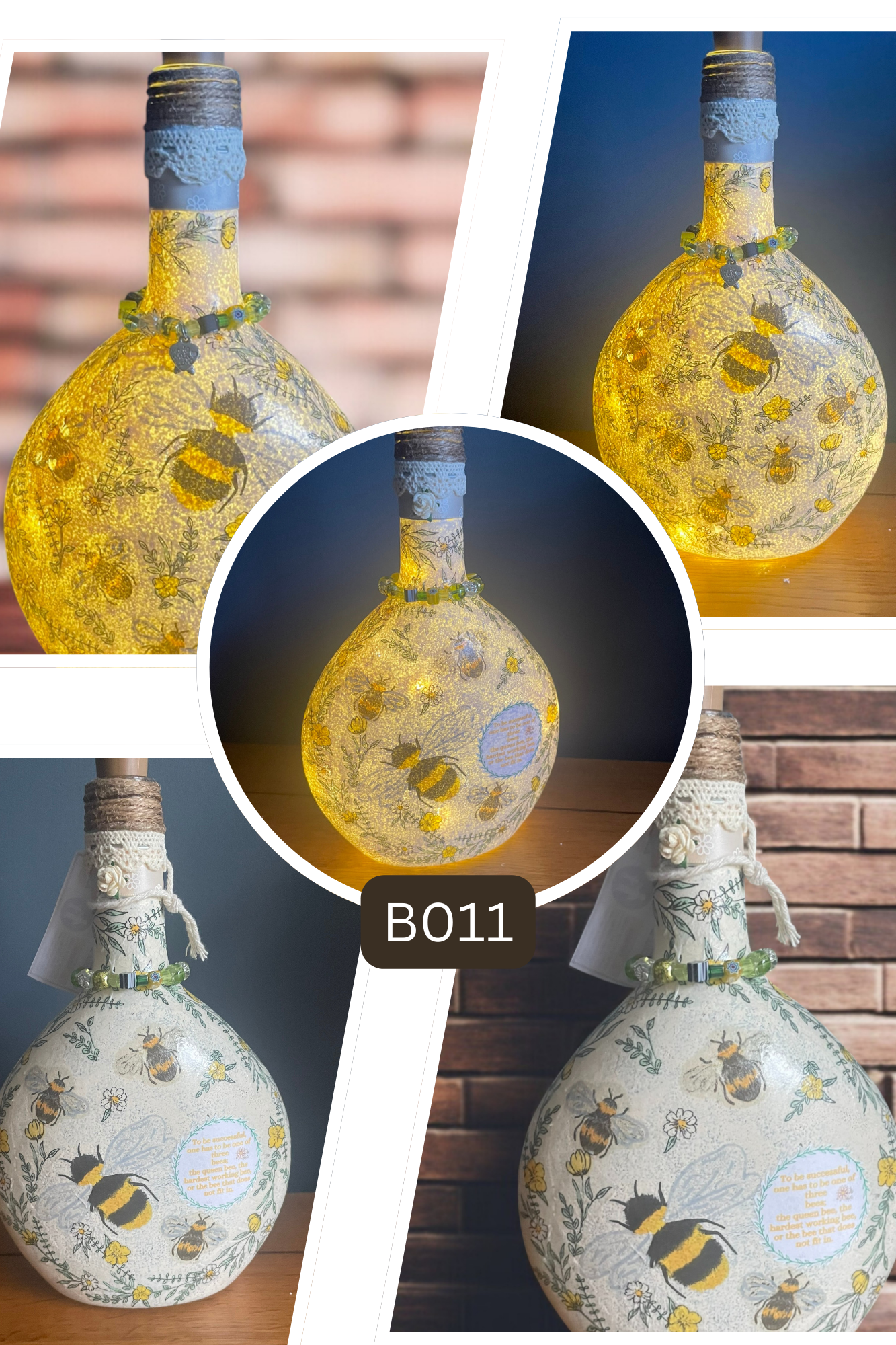 Decorative 'Bee Lovers' Bottle Lamp - B011
