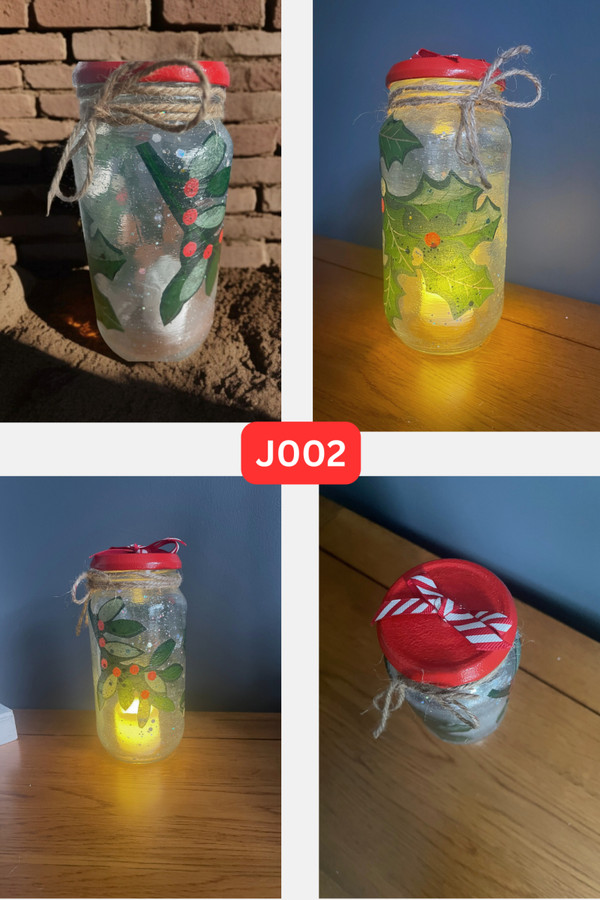 Festive Light Jar - Holly - J002