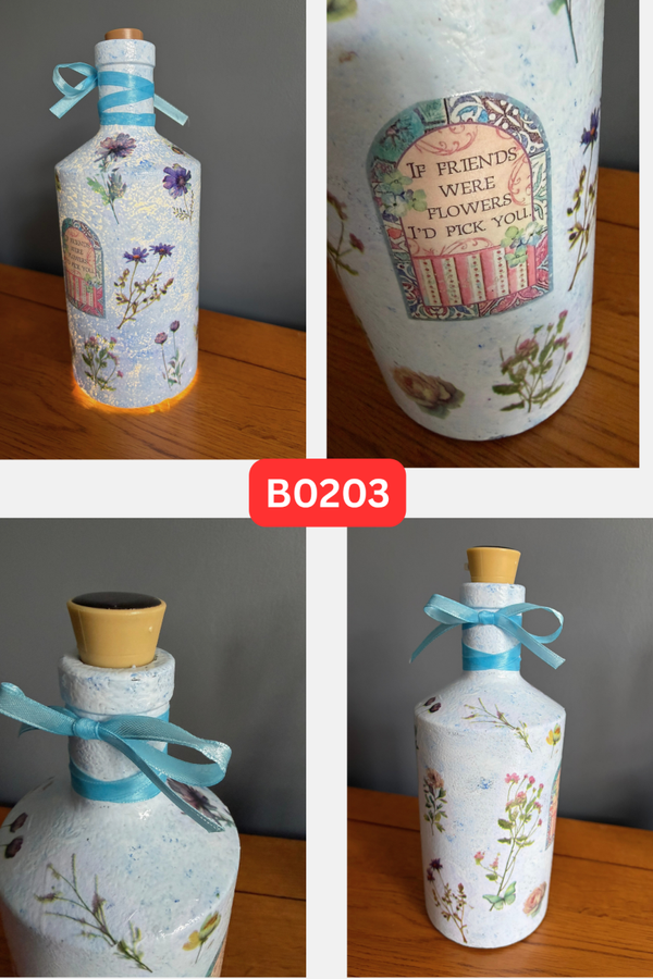 Decorative 'If friends were flowers...' Bottle Lamp - B0203