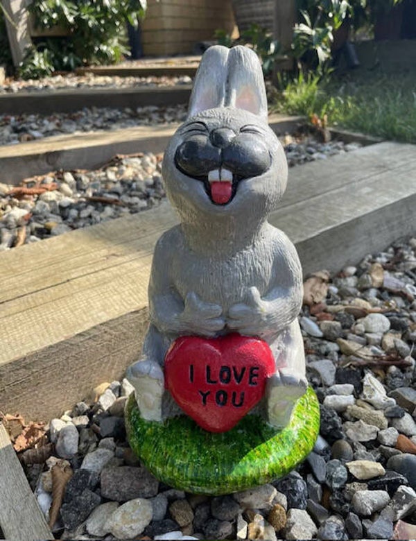 Valentine's Day Gift = 'I Love You' Bunny - outdoor ornament/door stop