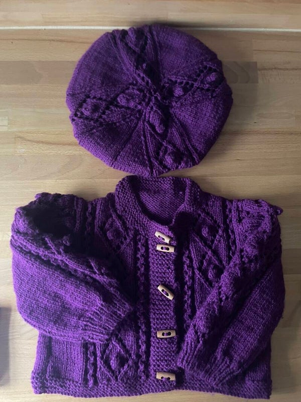 Hand-knitted Toddler Jacket and Beret