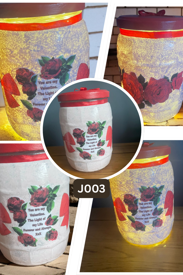 Decorative 'Valentine' Desk Light Jar - Large - J003
