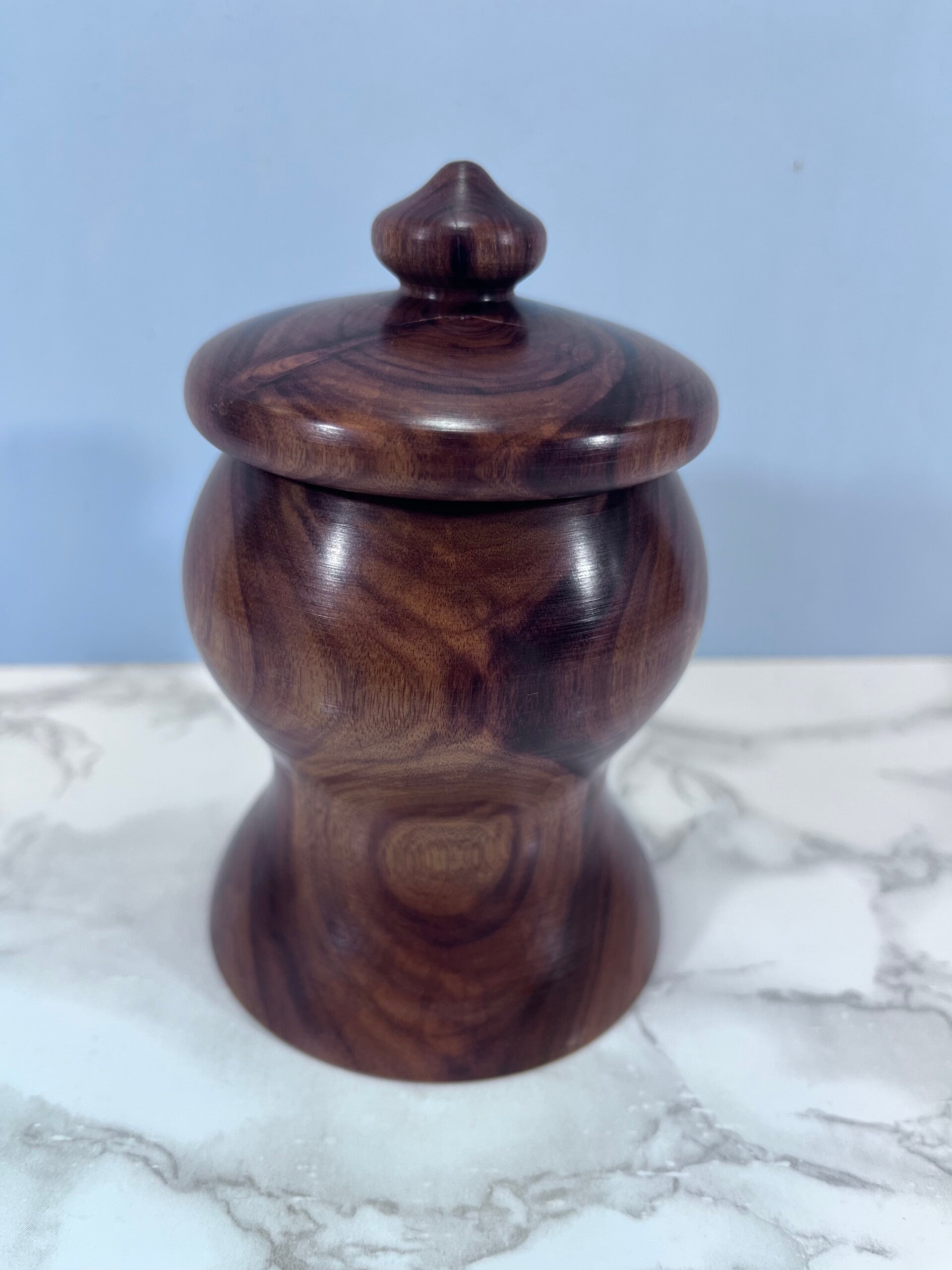 Unique Hand Turned Wooden Trinket Box - Made From Mopane Wood
