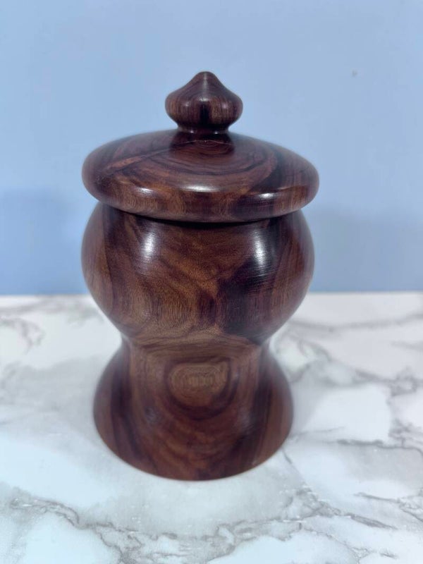 Unique Hand Turned Wooden Trinket Box - Made From Mopane Wood
