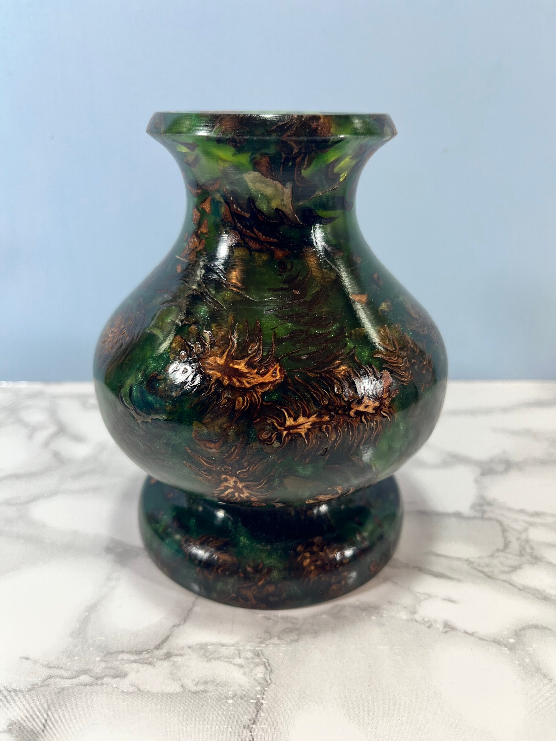 Pine Cone Bud Vase - Green Tinted Resin