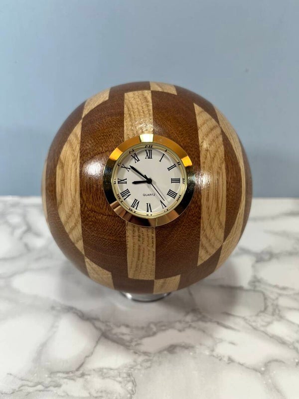 Sphere Clock - Made From Oak & Sapele Wood