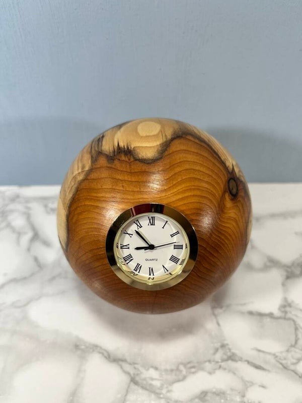 Sphere Clock - Made From Yew Wood