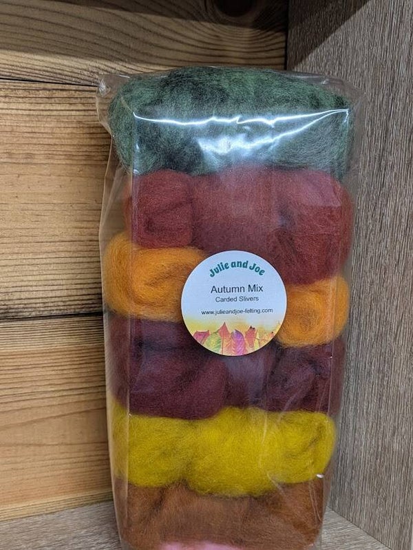 Autumn mix carded slivers